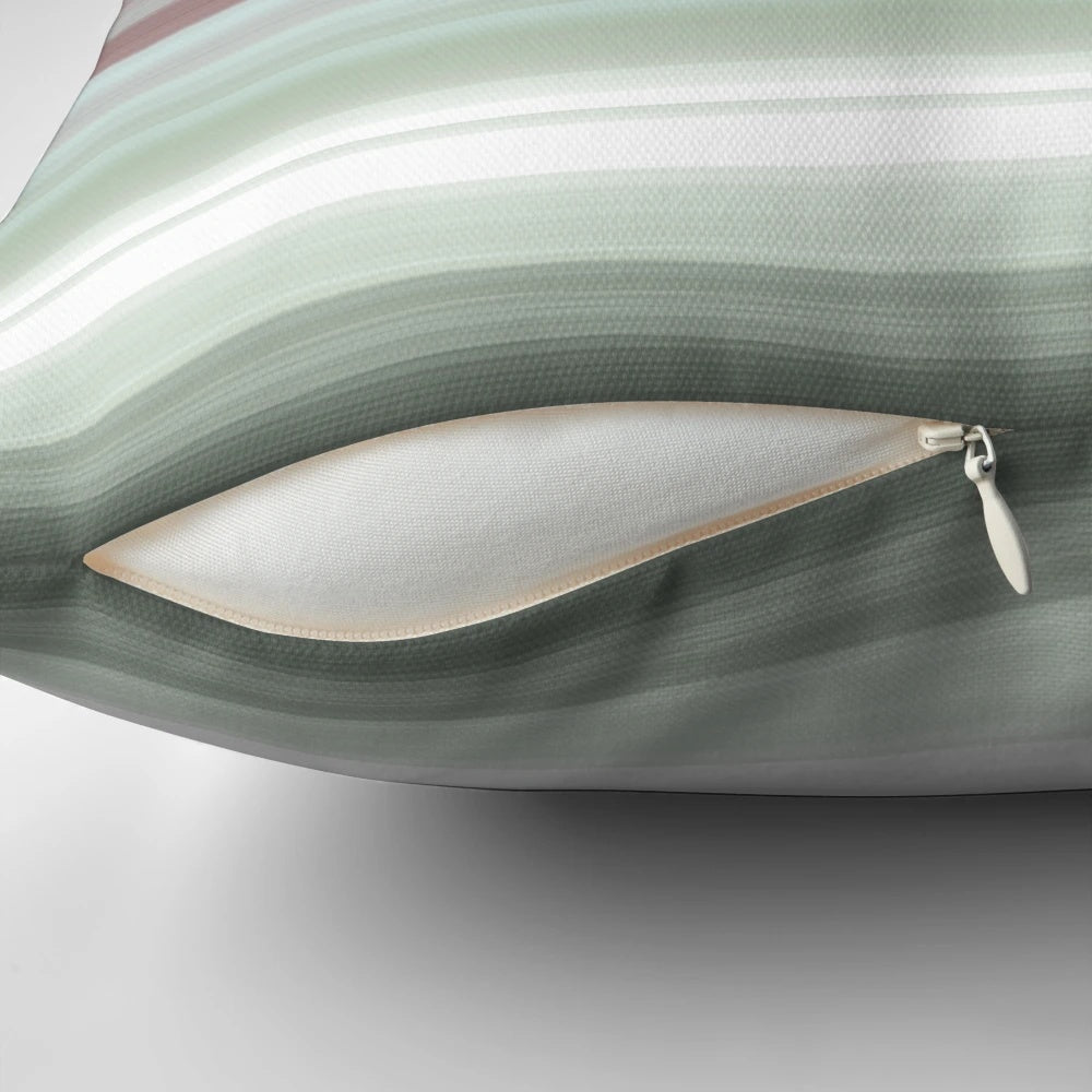 Coral and mint green striped decorative pillow for modern tech accessories