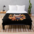 Cozy autumn cat plush blanket with whimsical fall illustrations