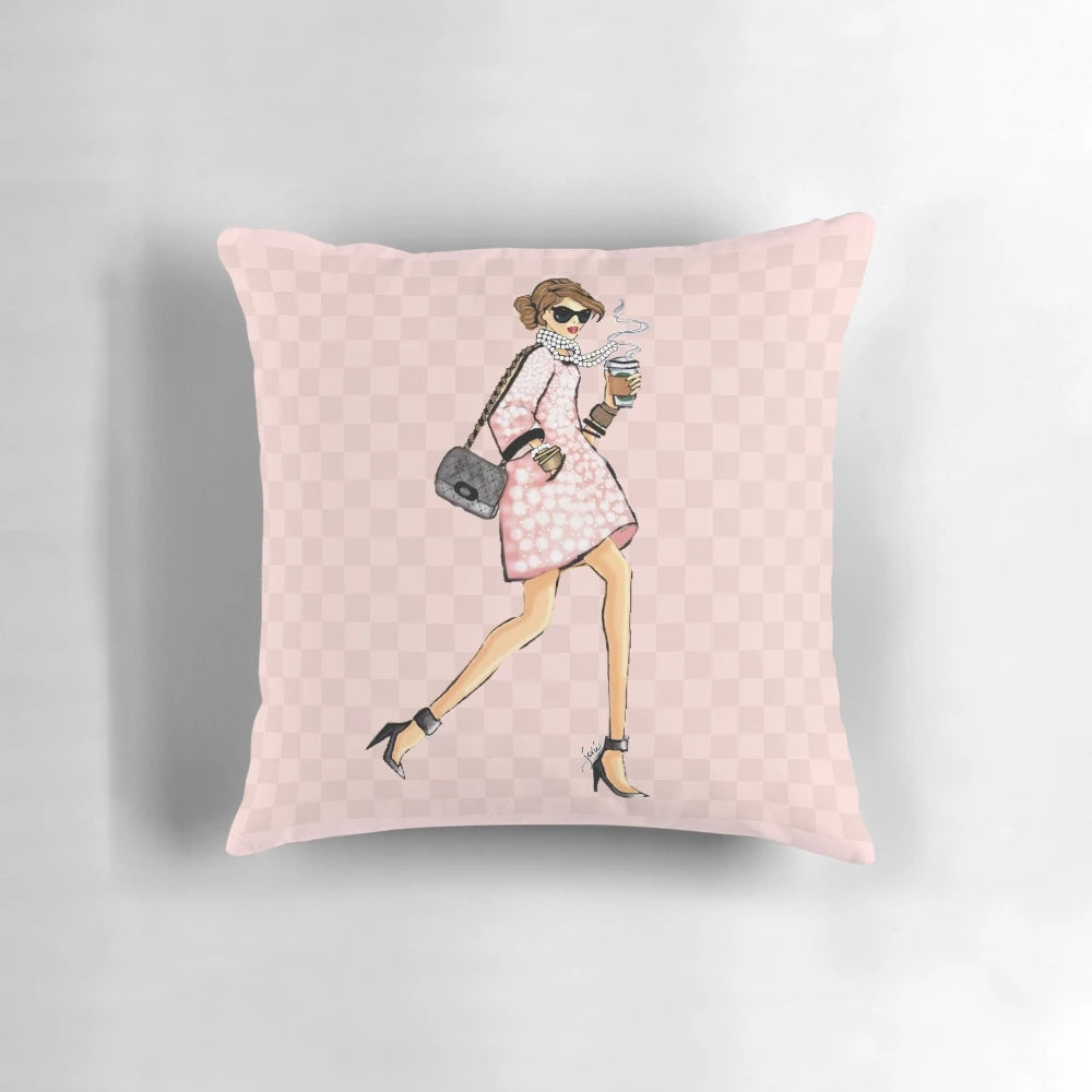 Stylish Chanel-inspired decorative pillow with "Be Fabulous!" design