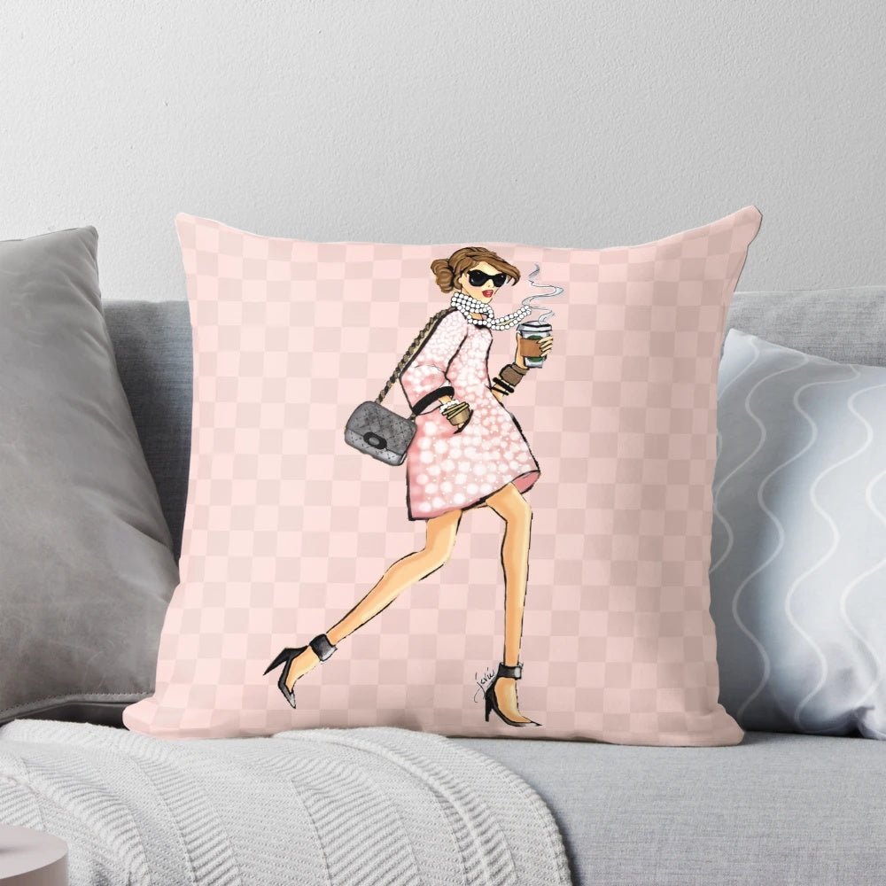 Stylish Chanel-inspired decorative pillow with "Be Fabulous!" design