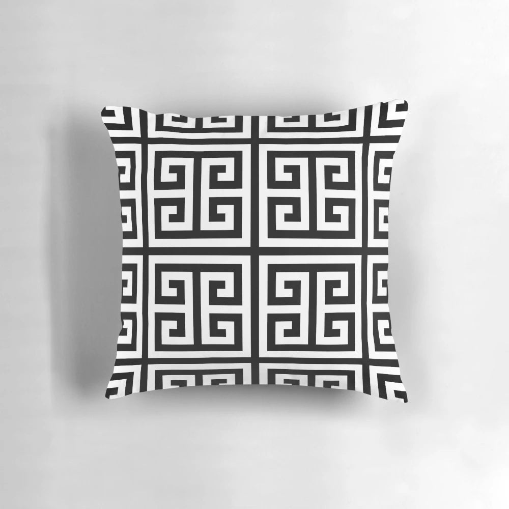 Stylish black and white geometric pattern throw pillow for modern home decor