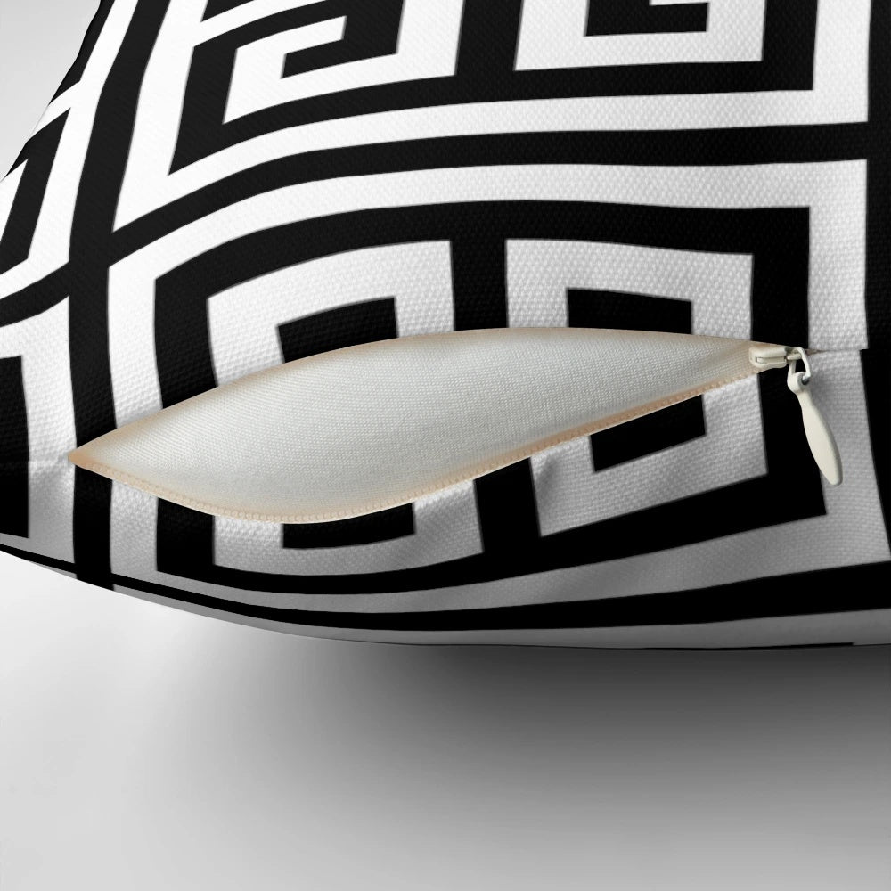 Stylish black and white geometric pattern throw pillow for modern home decor