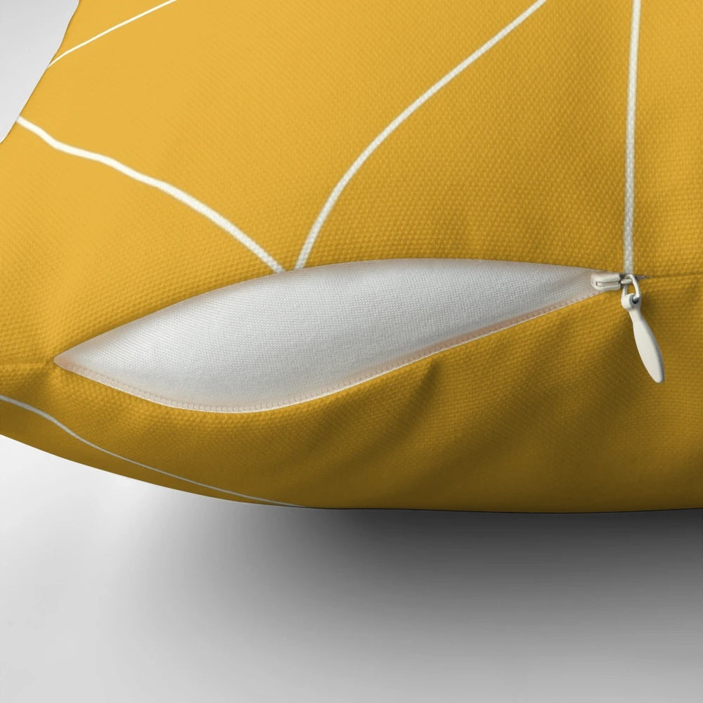 Yellow and white geometric lines decorative pillow