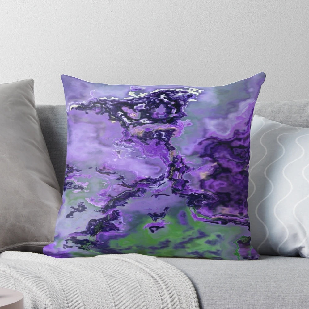 Purple and white marble pattern design art throw pillow for home interior