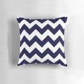 Navy blue and white chevron striped decorative pillow
