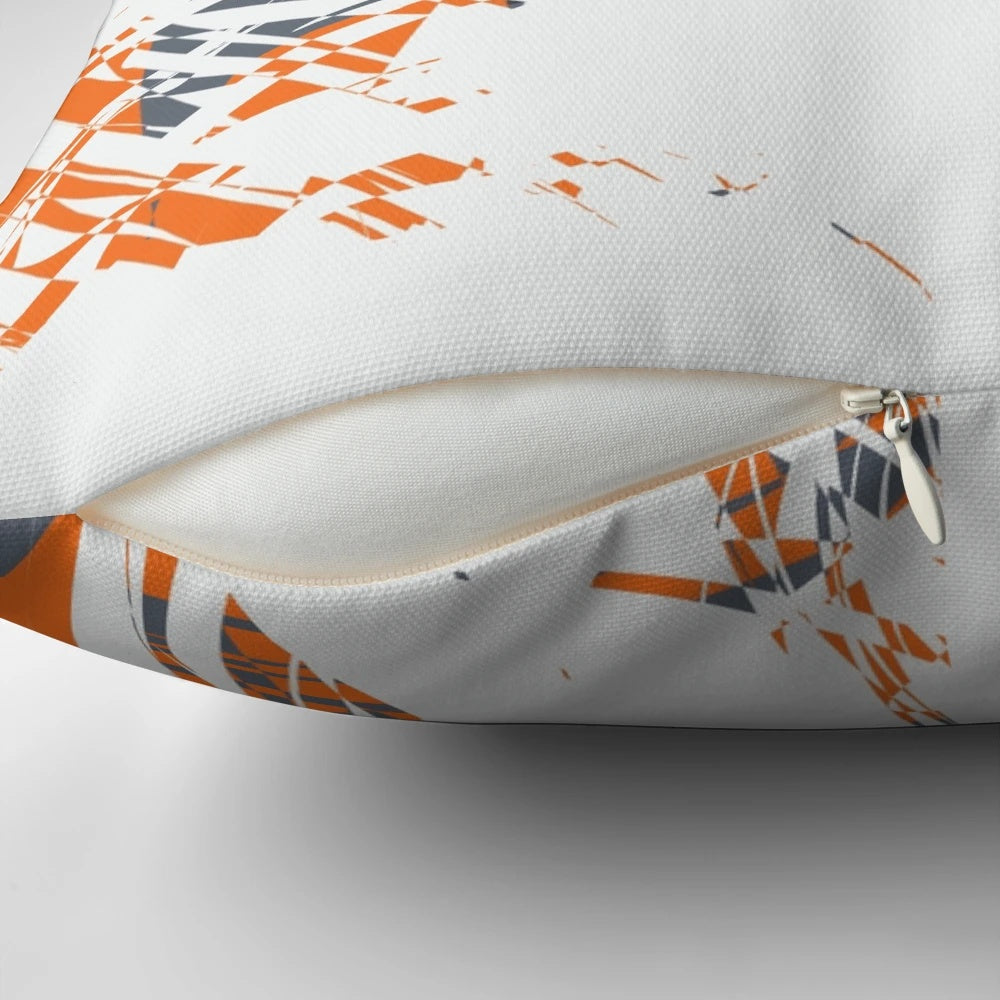 Orange and grey minimalist graphic pillow for modern home decor