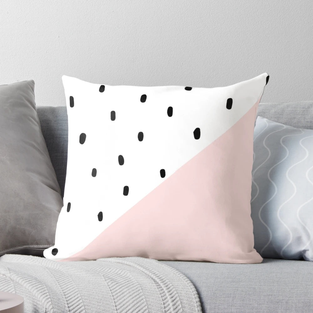 Vibrant pink and white dalmatian print decorative throw pillow