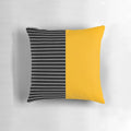Striped minimalist mustard yellow and black and white geometric decorative pillow