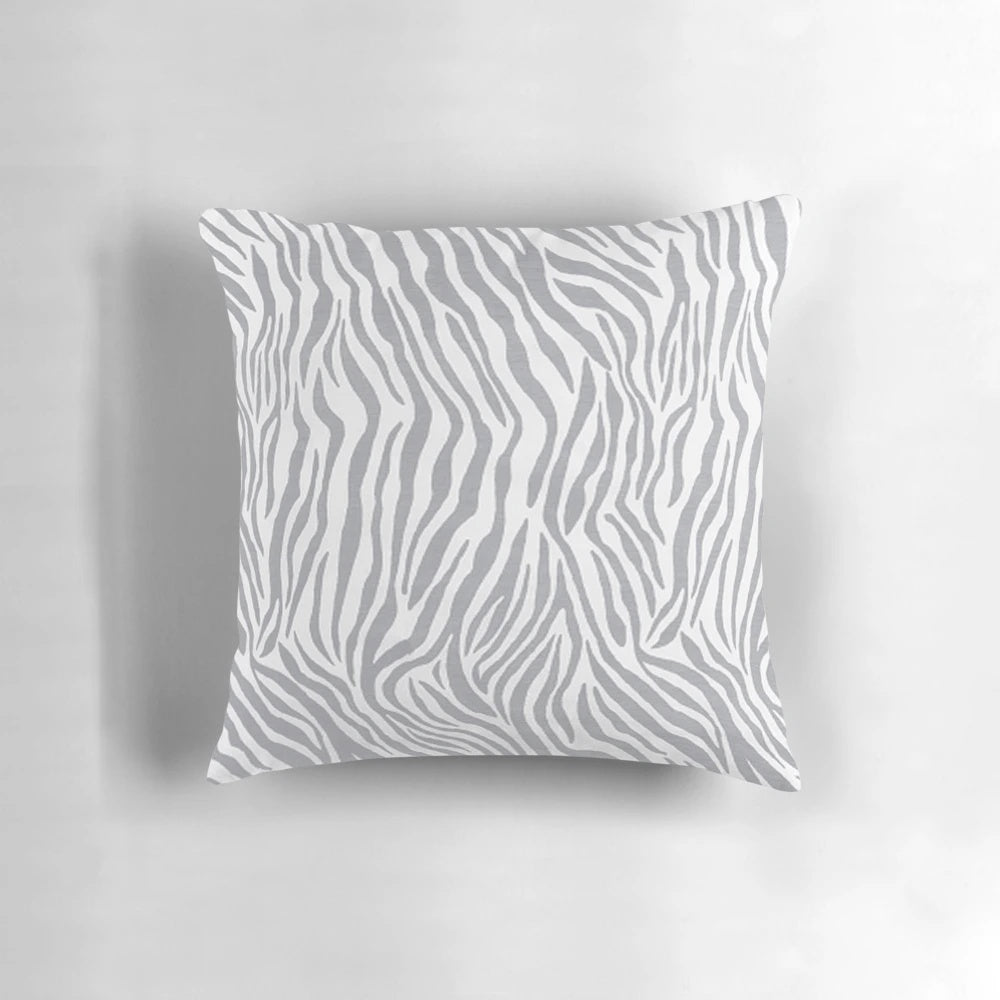 Stylish grey and white zebra print decorative throw pillow