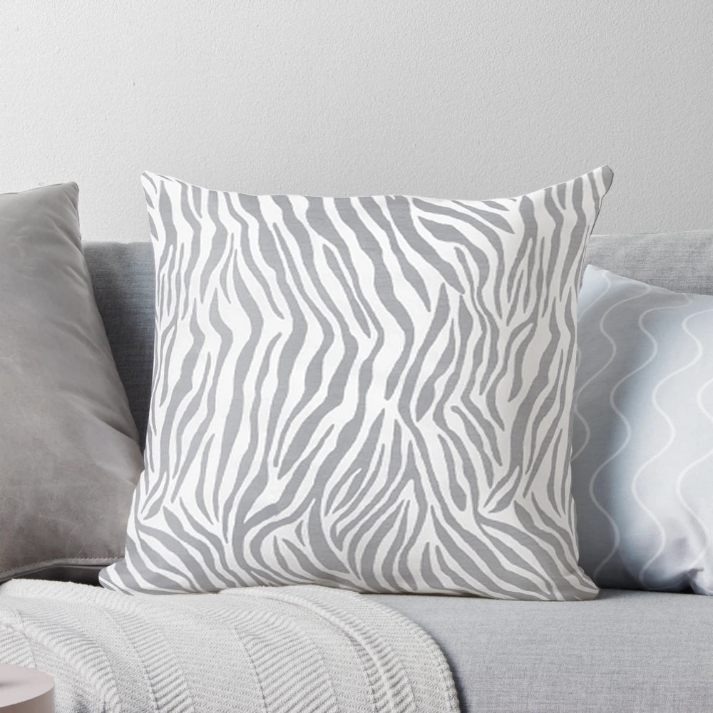 Stylish grey and white zebra print decorative throw pillow