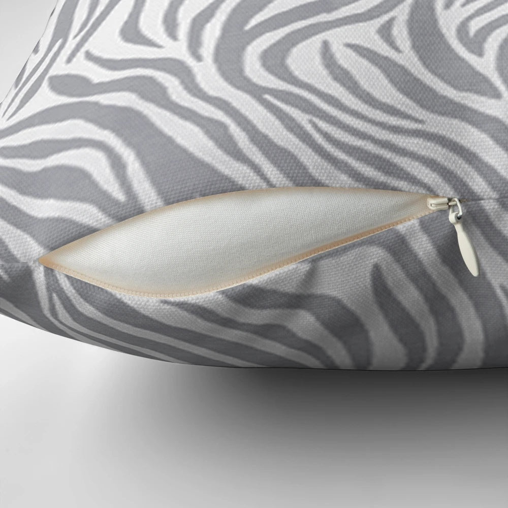 Stylish grey and white zebra print decorative throw pillow