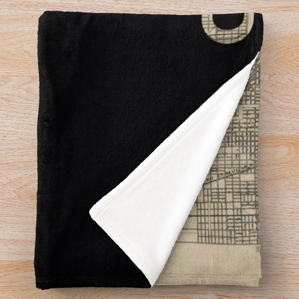 Chicago skyline plush blanket with vintage-inspired cityscape