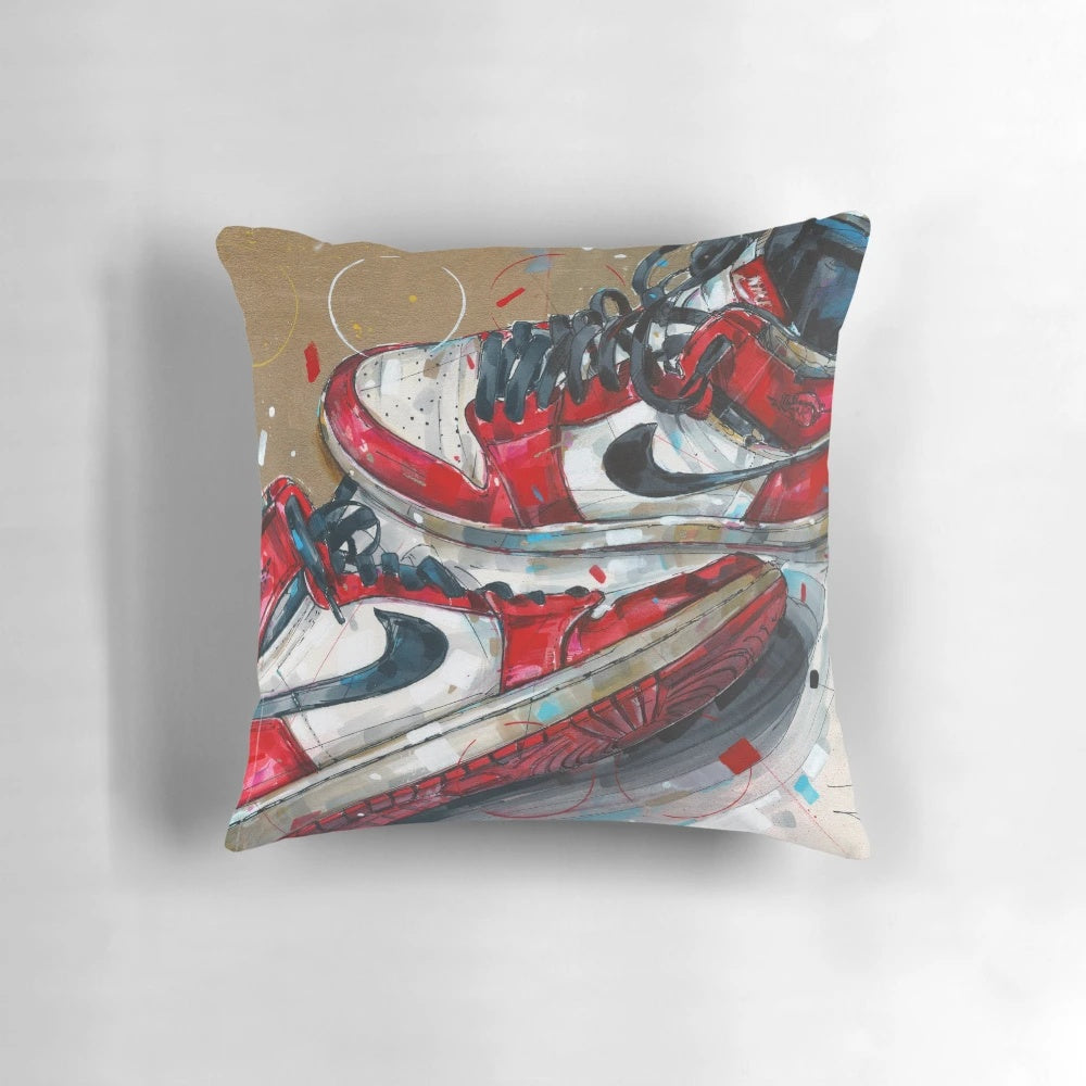 Chicago Sneaker Print Pillow featuring the iconic Nike Jordan 1 design