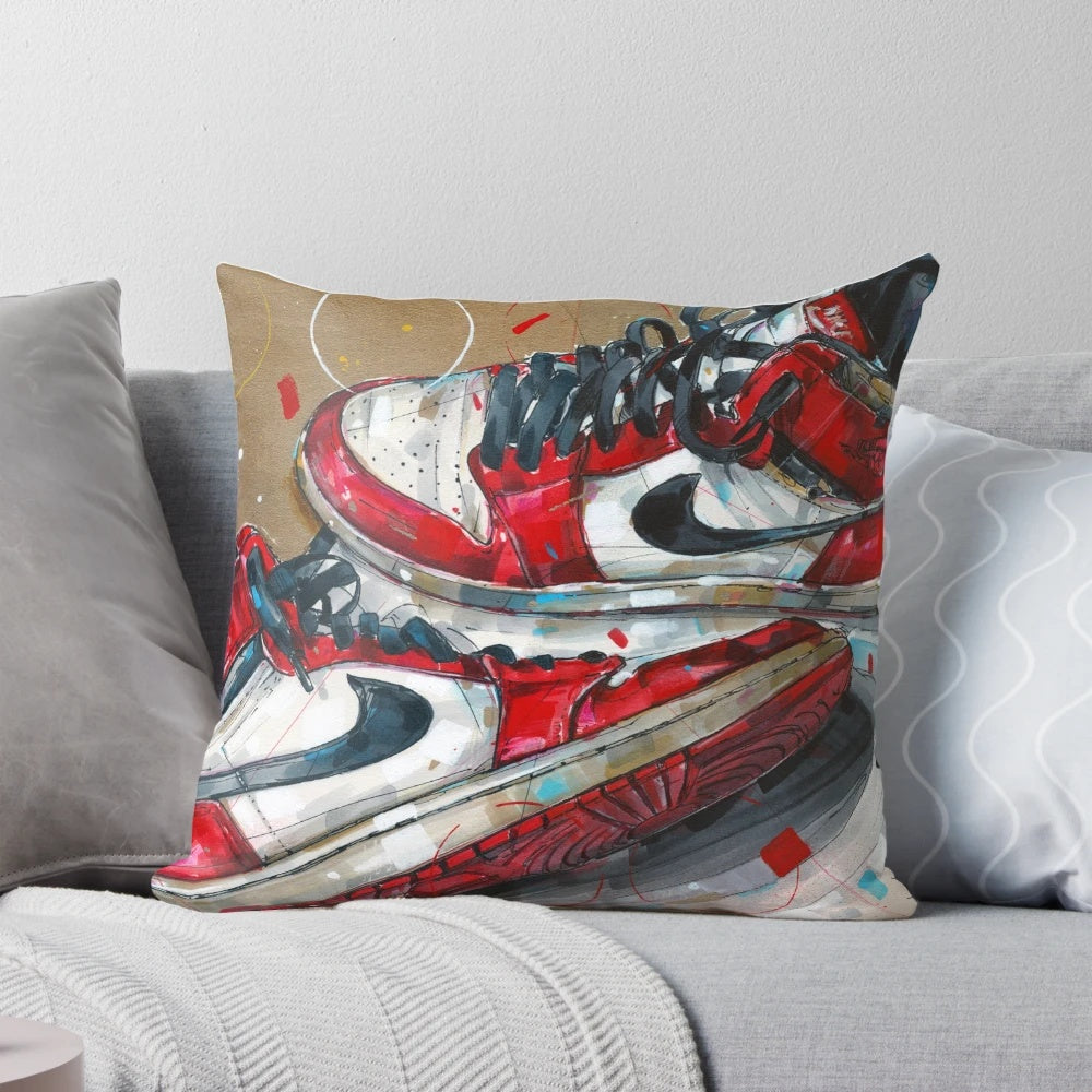 Chicago Sneaker Print Pillow featuring the iconic Nike Jordan 1 design