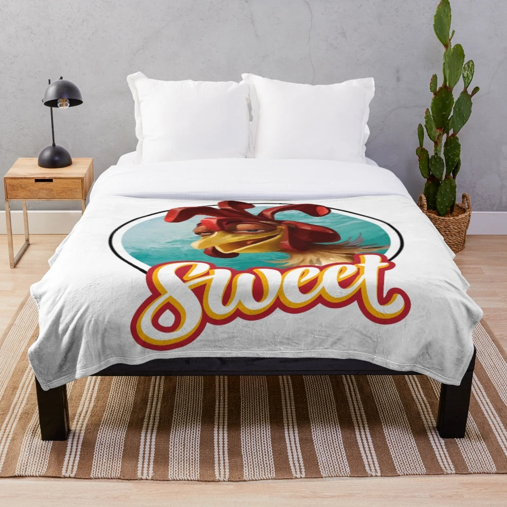 Chicken Joe Plush Blanket featuring a surfing chicken