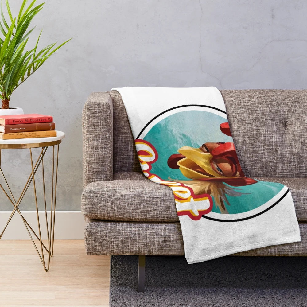 Chicken Joe Plush Blanket featuring a surfing chicken