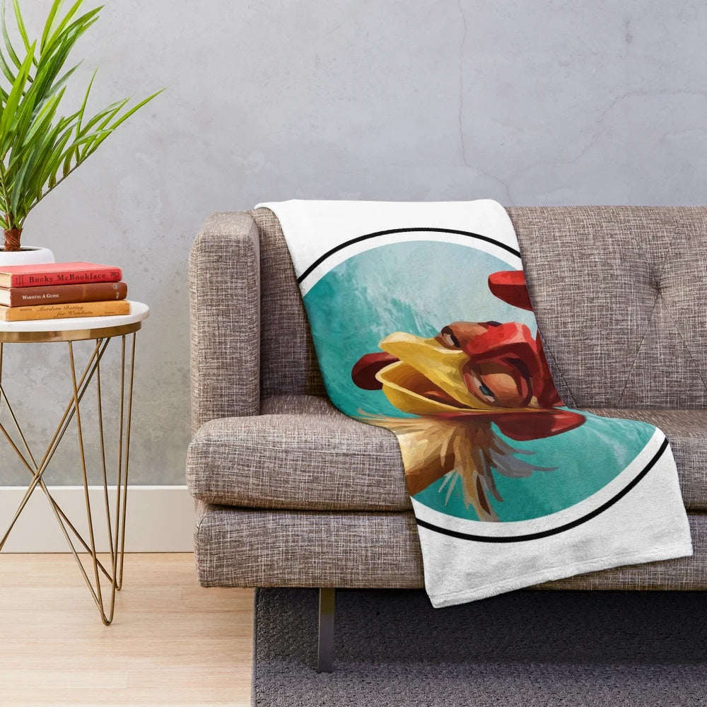 Chicken Joe plush blanket with surfing design