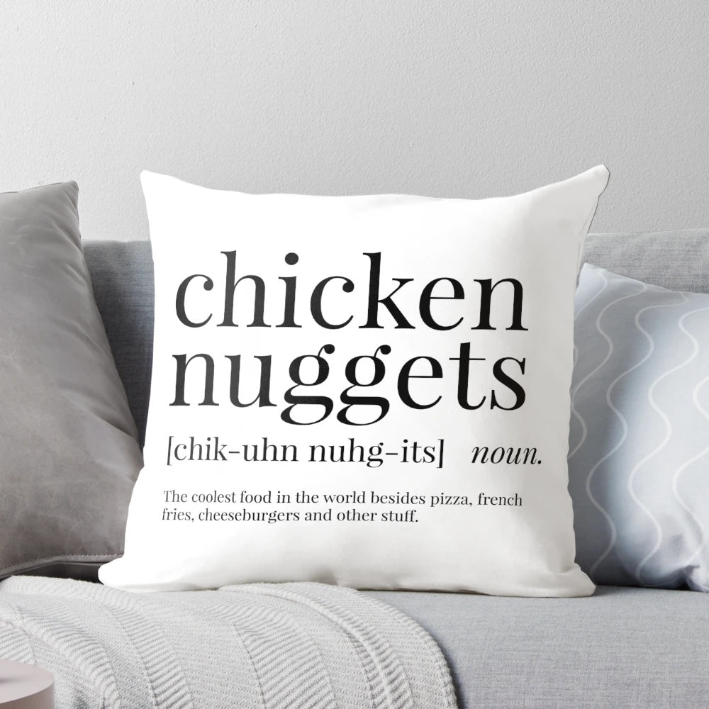 Chicken nuggets definition pillow with typographic art design