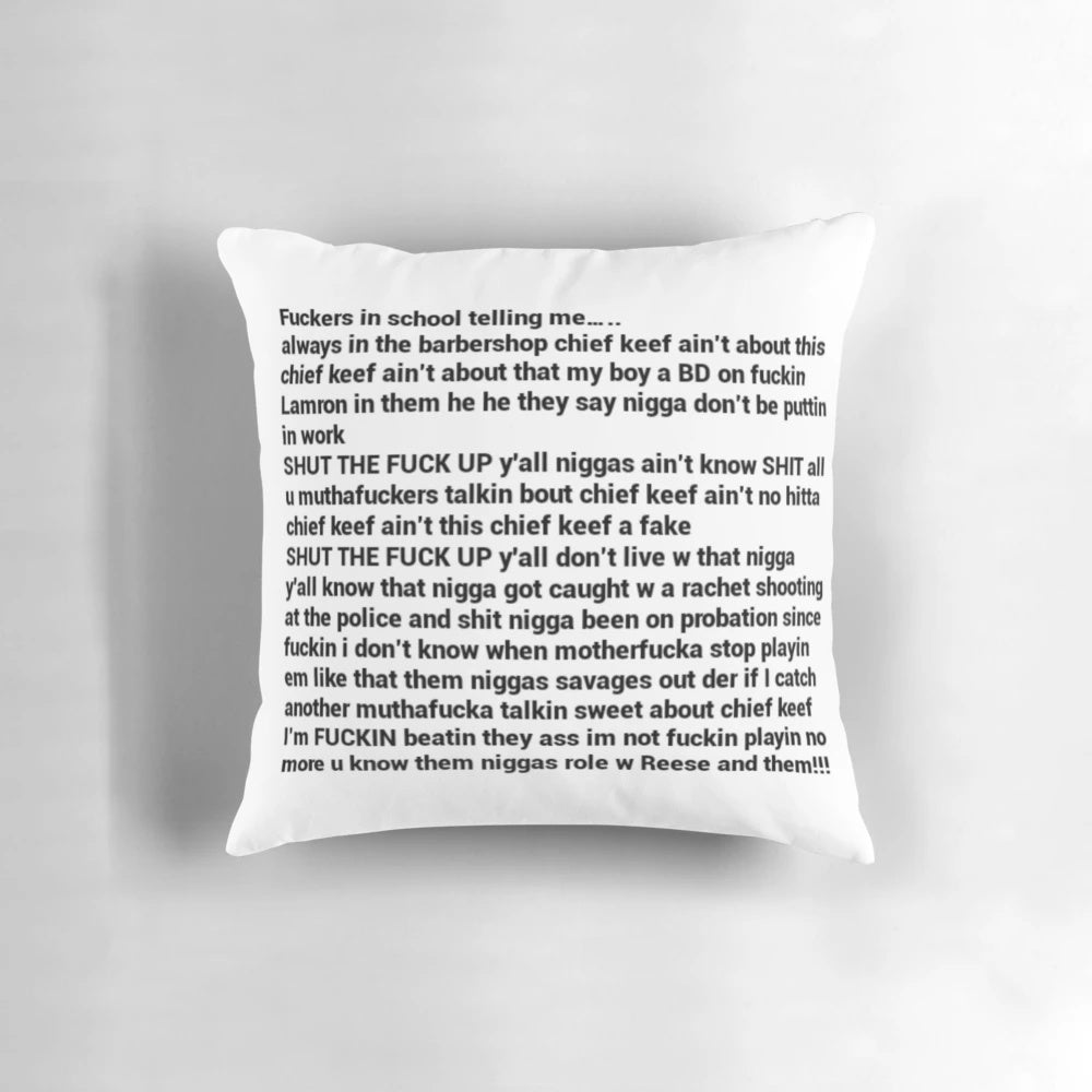Artistic pillow featuring a design inspired by Chief Keef's "Love Sosa" intro