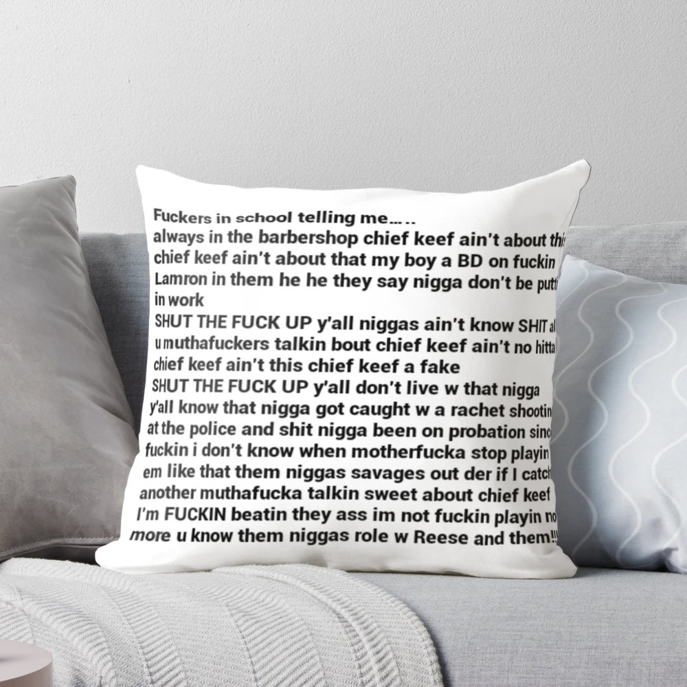 Artistic pillow featuring a design inspired by Chief Keef's "Love Sosa" intro