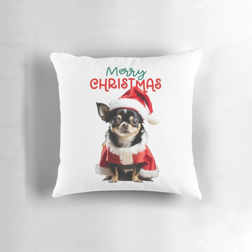 Festive Chihuahua Christmas Pillow with Cute Dog Design