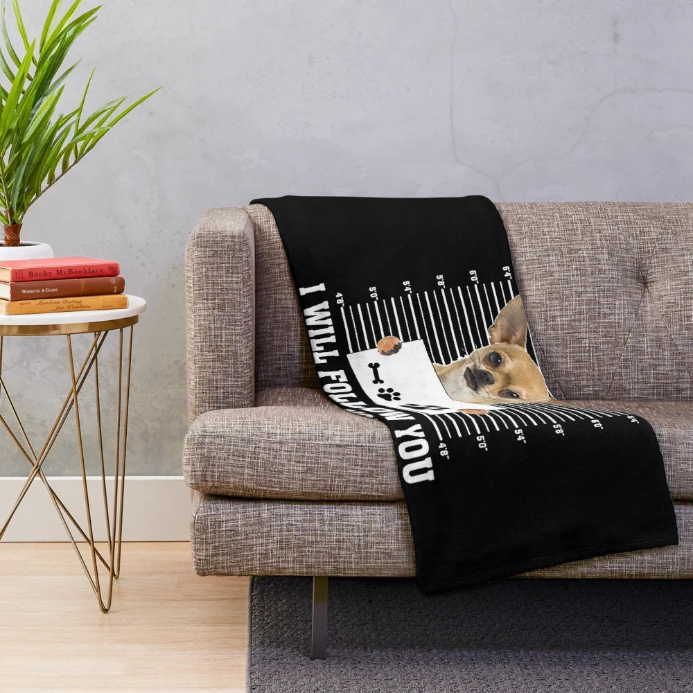 Chihuahua plush blanket with a playful, mischievous design