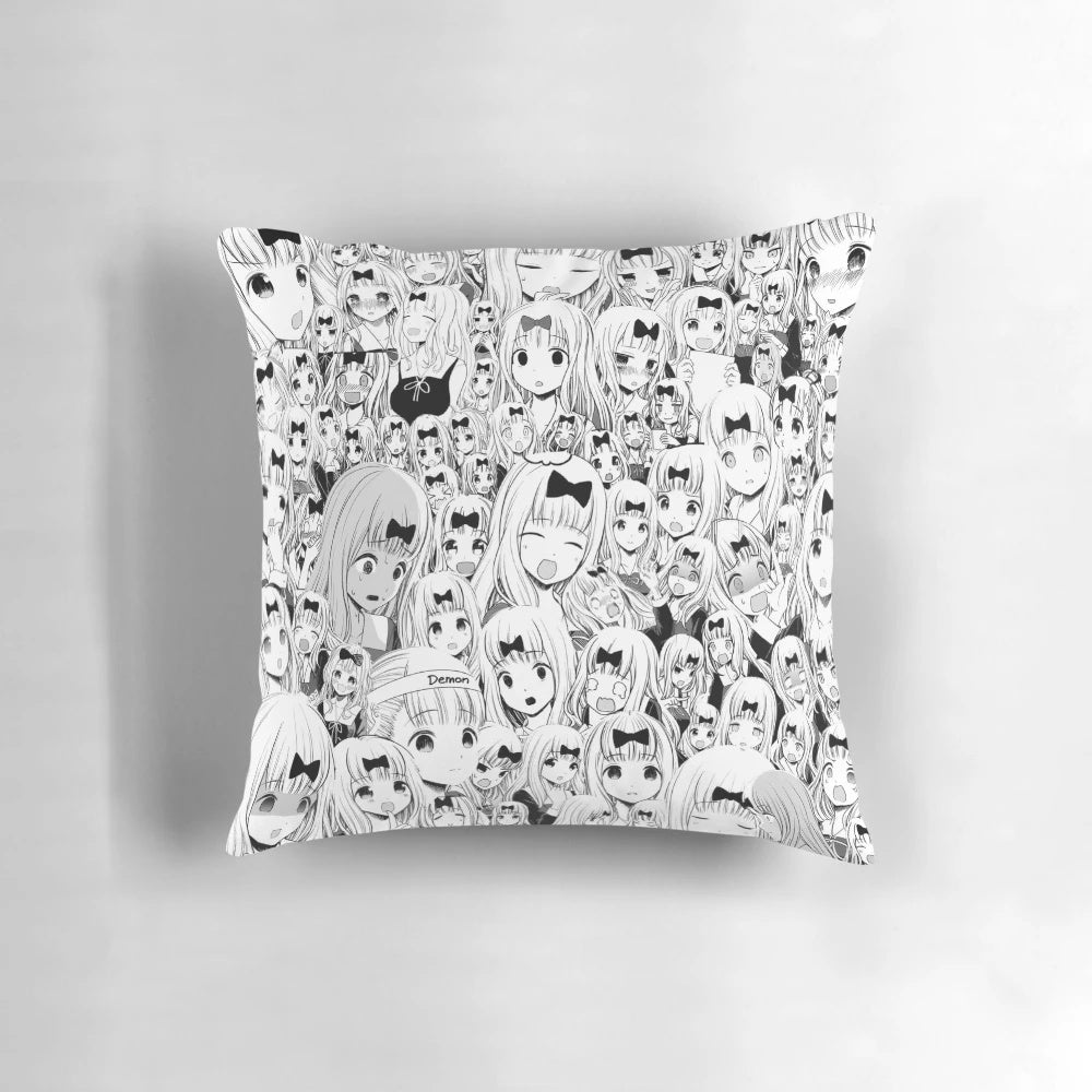 Chika Fujiwara from the anime 'Love is War' printed on a soft, plush pillow.