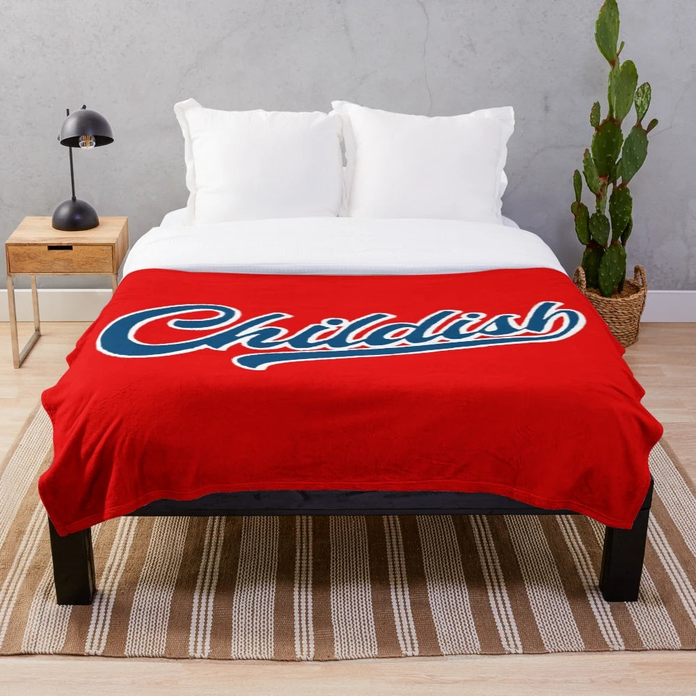 Childish-inspired turbo plush blanket with race car design