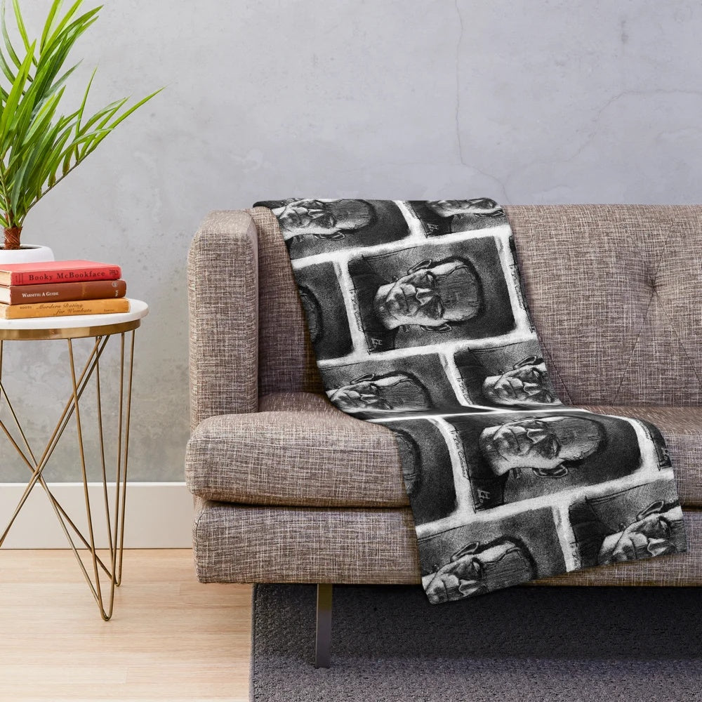 Black Frankenstein plush blanket for horror and classic monster fans