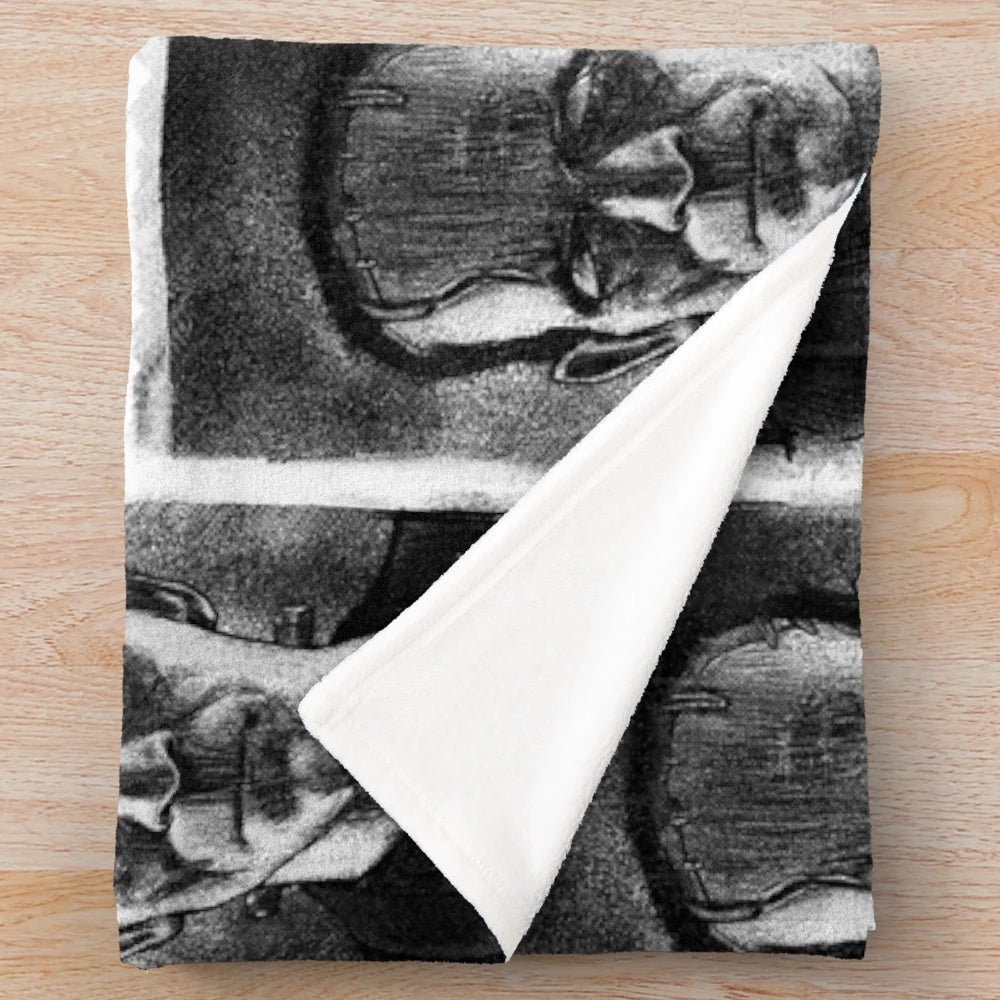 Black Frankenstein plush blanket for horror and classic monster fans