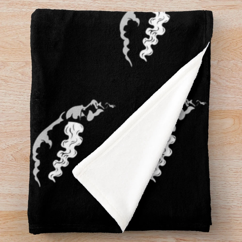 The Bride of Frankenstein plush blanket featuring the classic horror movie monster