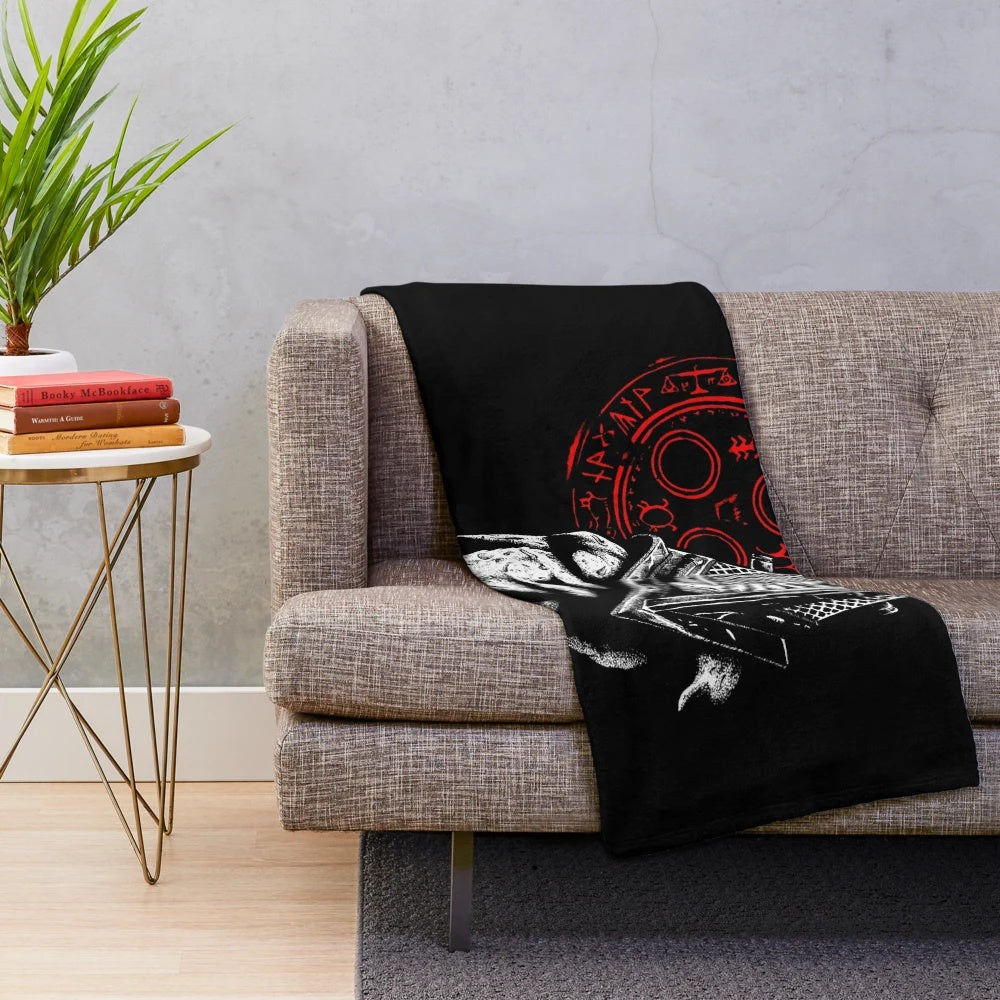 Cozy plush blanket featuring chain link and fog inspired by Silent Hill video game