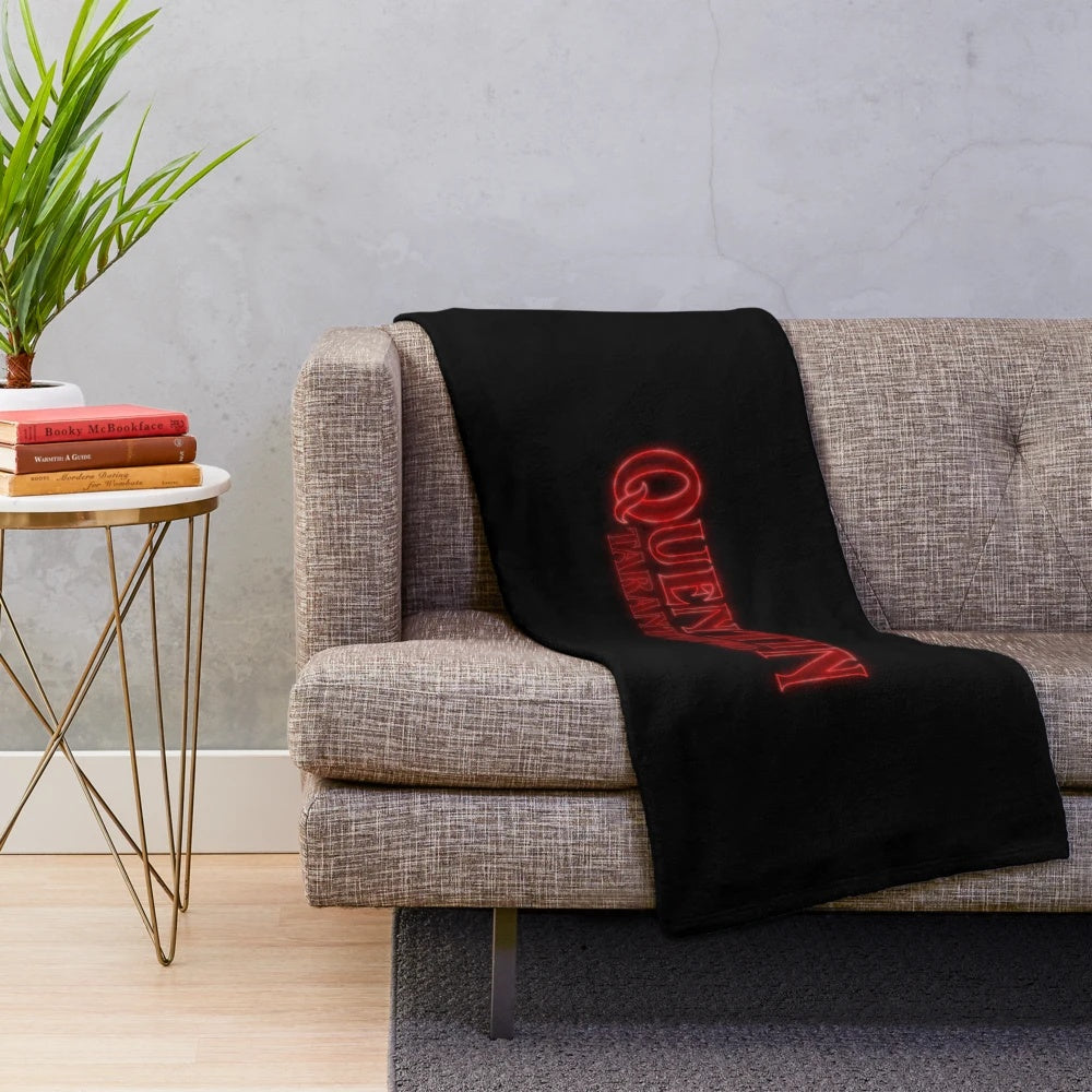 Plush blanket with horror movie-inspired design