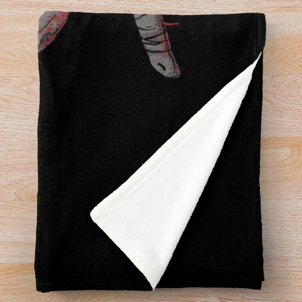 Friday the 13th inspired plush blanket with horror movie graphics