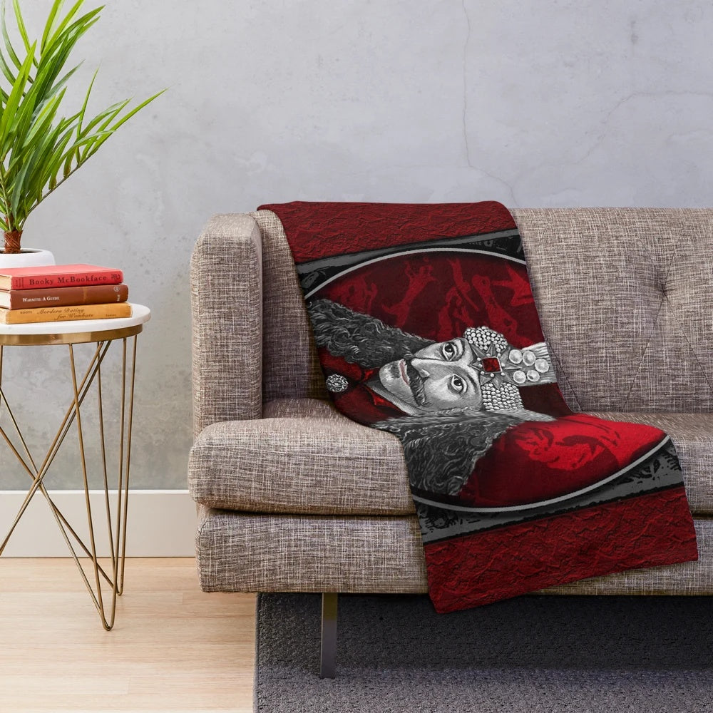 Vlad Dracula Gothic Plush Blanket featuring a portrait of the infamous Transylvanian vampire
