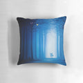 A dark and haunting acrylic pillow design by artist Mallory Georg, featuring a terrifying and macabre image.