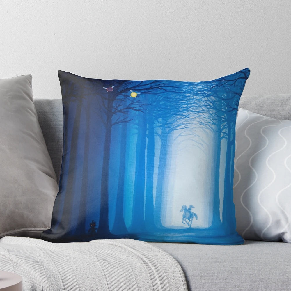 A dark and haunting acrylic pillow design by artist Mallory Georg, featuring a terrifying and macabre image.