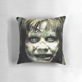 A pillow case featuring imagery from the classic horror film "The Exorcist"
