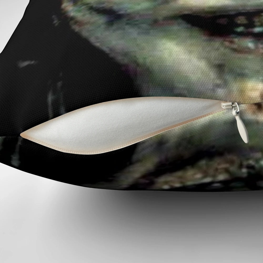 A pillow case featuring imagery from the classic horror film "The Exorcist"