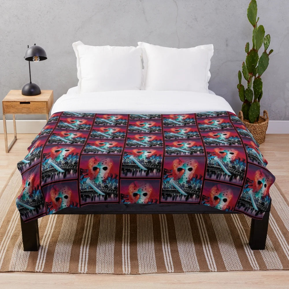 Jason Takes Manhattan Horror Movie-Themed Plush Blanket