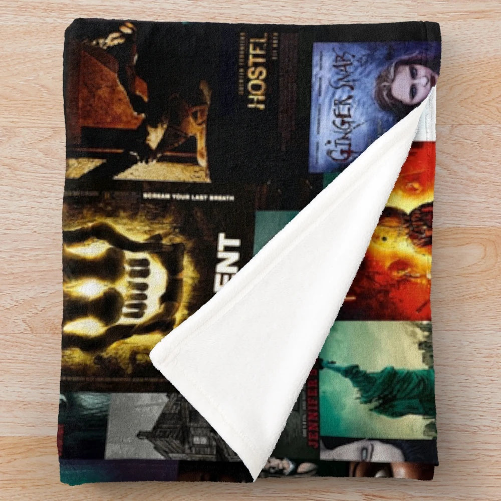Horror movie poster collage plush blanket