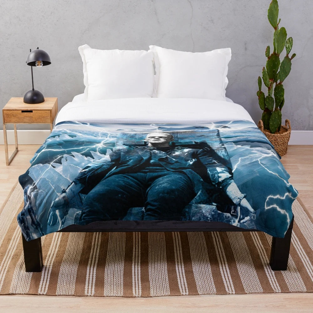 Frankenstein inspired ice plush blanket