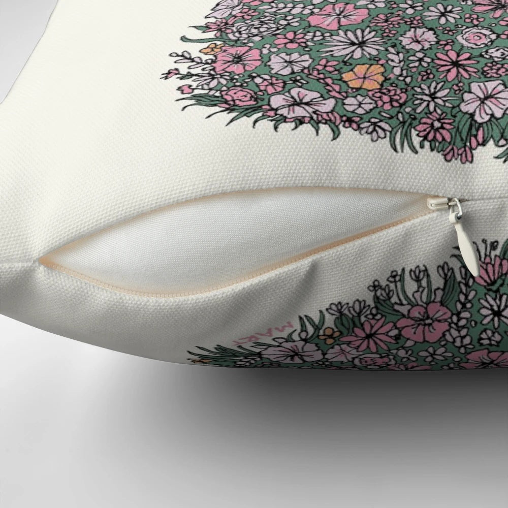 Midsommar pillow with a floral pattern, a tribute to the horror film starring Florence Pugh