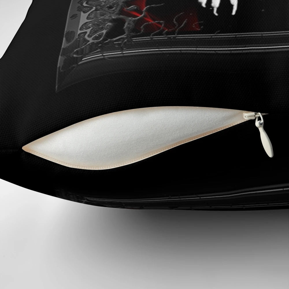 Spooky Nosferatu-themed pillow with a vintage, gothic design