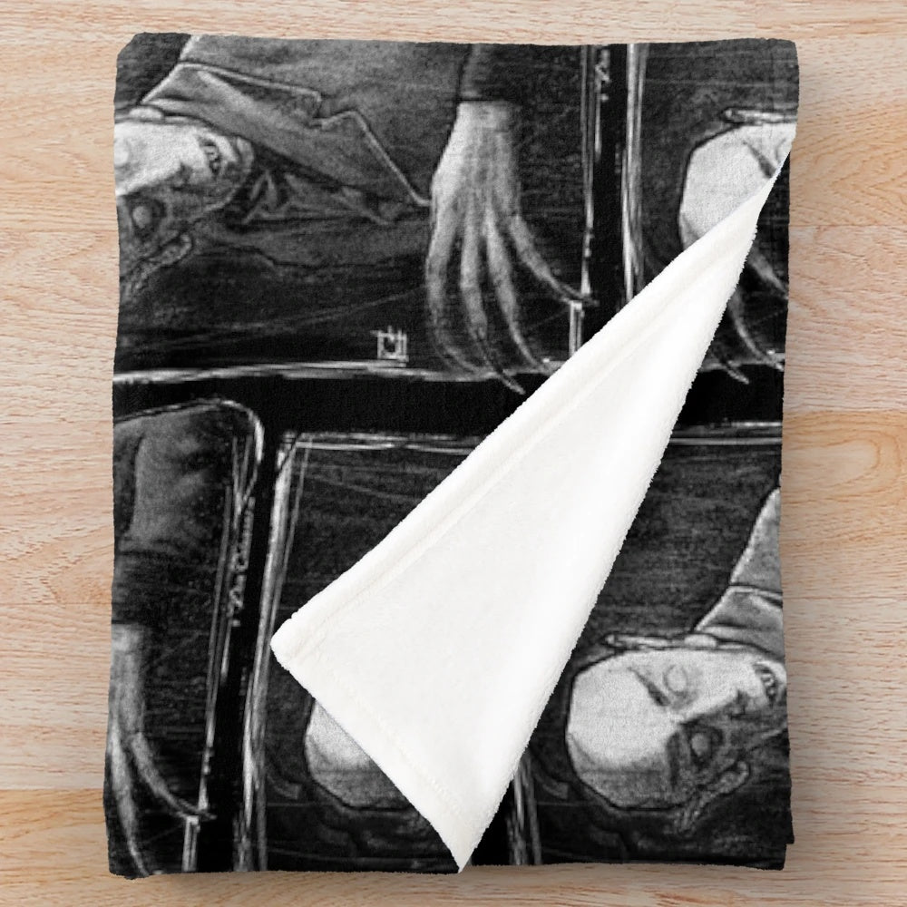 Nosferatu-inspired plush blanket with classic horror imagery