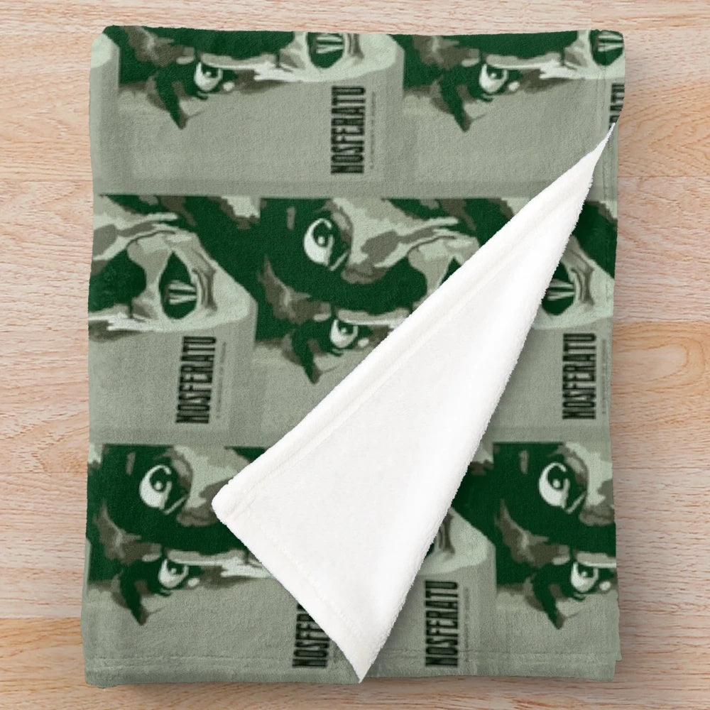 Nosferatu plush blanket with gothic horror design