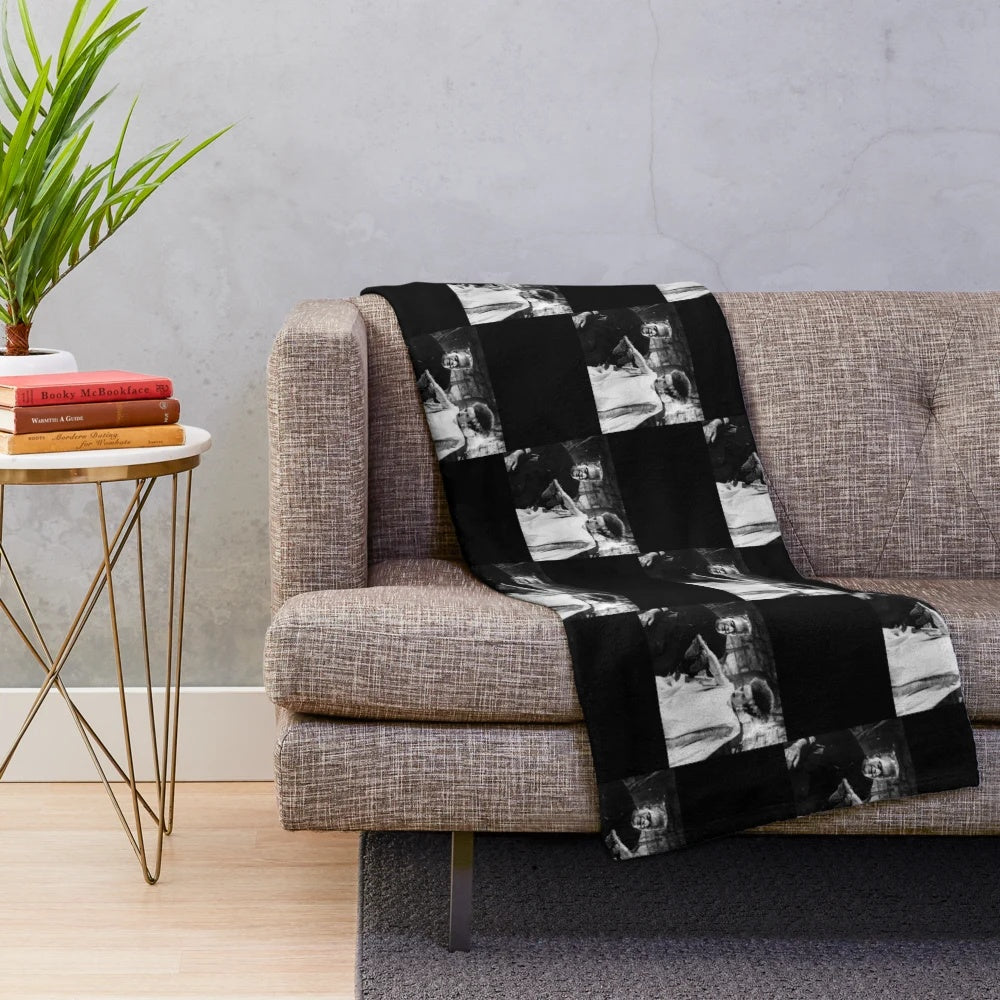 Plush blanket featuring the Bride of Frankenstein and Frankenstein's monster
