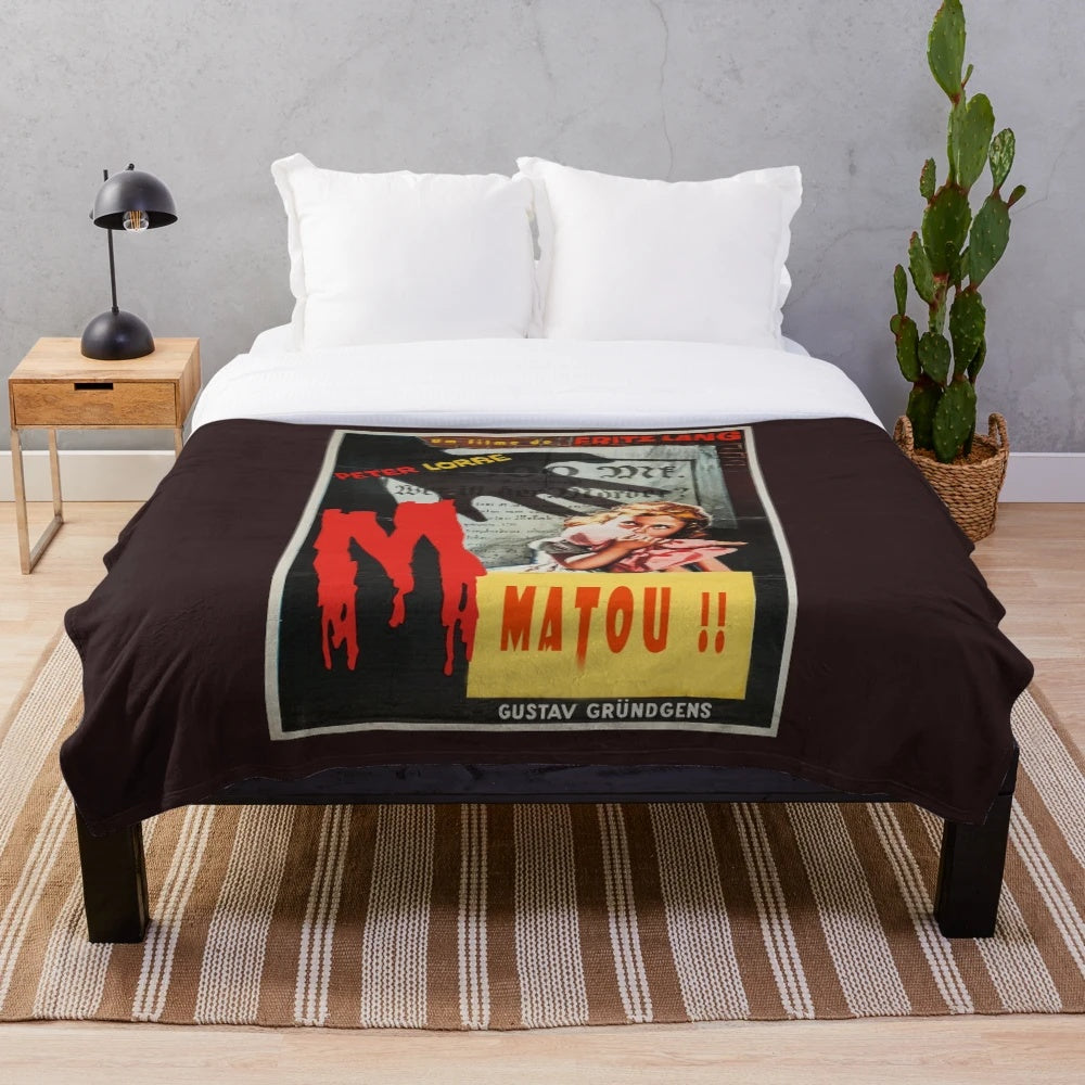 Plush blanket with an image of Peter Lorre, the renowned horror movie star