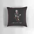A decorative pillow featuring the iconic Saw movie franchise character and imagery, perfect for horror fans and movie enthusiasts.