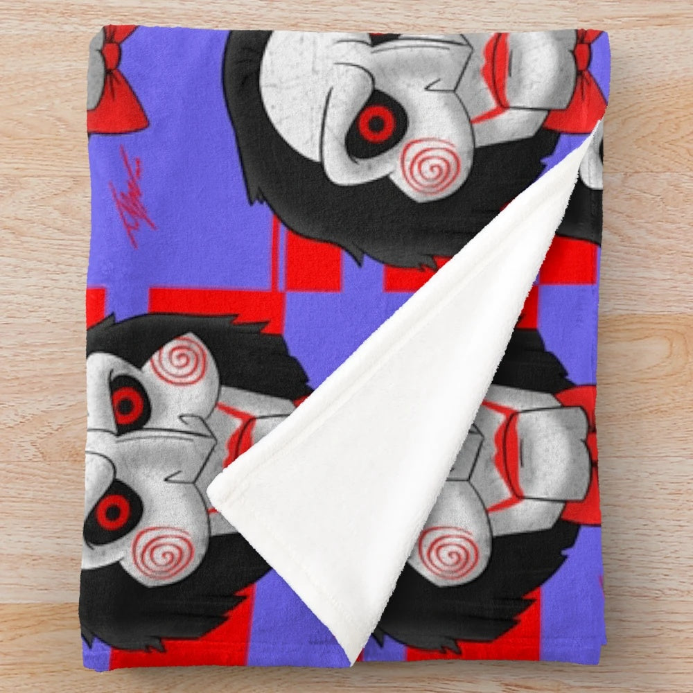 Saw movie inspired plush blanket with spooky and thrilling design